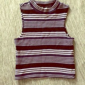 DIVIDED mock neck stripped crop top